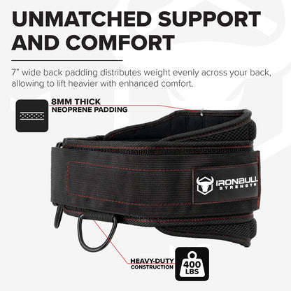 Advanced Dip Belt V2 – Heavy-Duty Weighted Belt with Reinforced Back, Chain & Nylon Strap – 3-Point Anchor D-Rings for Dips, Pull-Ups, Squats & More (XX-Large)