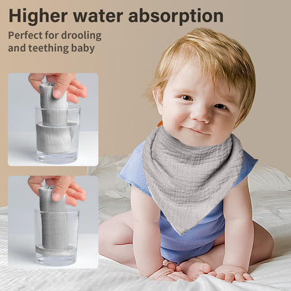 NISXABEBE Muslin Baby Bibs,Soft Triangular Baby Bandana Drool Bibs for Baby Boy Girl,Solid Colors Bib for Drooling Teething 6 Pack(Unisex)