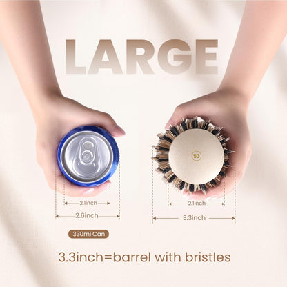 AIMIKE Round Hair Brush, Nano Thermal Ceramic & Ionic Tech, 2.1 Inch Barrel with Boar Bristles for Enhanced Texture, Golden, Hair Drying, Styling, Curling and Shine + 4 Free Clips