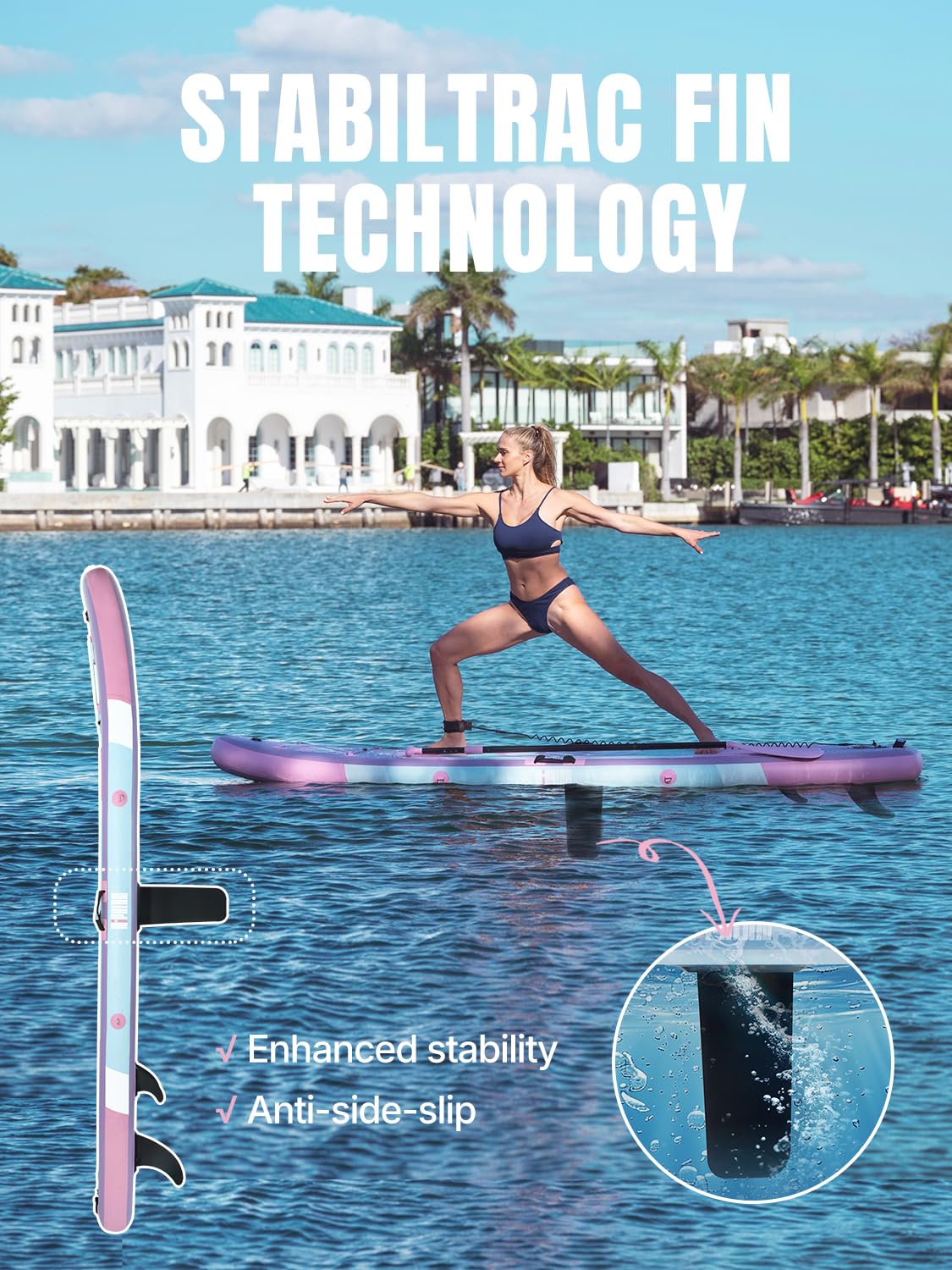 Niphean Inflatable Stand up Paddle Board with StabilTrac Fin, 400LBS Capacity & Wide EVA Inflatable Paddle Boards for Adults & Youth, Lightweight SUP Board for Yoga & Fitness with Easy-Carry Strap