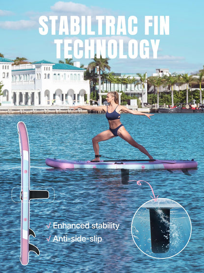 Niphean Inflatable Stand up Paddle Board with StabilTrac Fin, 400LBS Capacity & Wide EVA Inflatable Paddle Boards for Adults & Youth, Lightweight SUP Board for Yoga & Fitness with Easy-Carry Strap