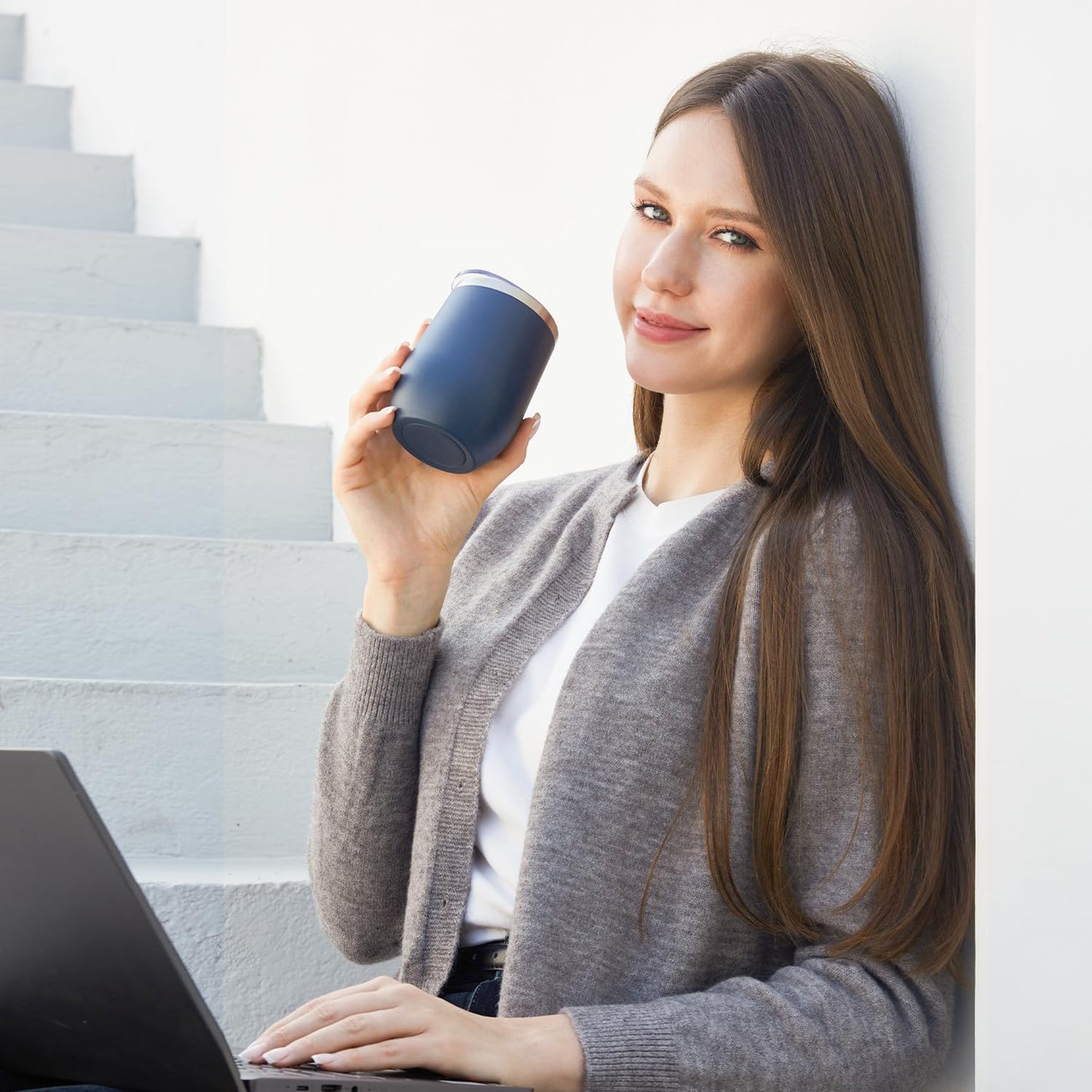 MEWAY 12oz/12 Pack Wine Tumbler Glasses with Lid -Double Wall Vacuum Stainless Steel Travel Tumbler Mug,Stemless Insulated Wine Cup for,Coffee,Cocktails,Gifts (Navy,Set of 12)