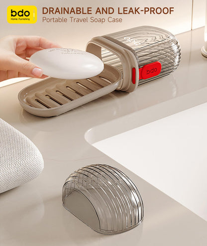 PEISAINOX Travel Soap Case, Leakproof Soap Container with Lid, Portable Bar Soap Holder for Traveling, Soap Dish for Bathroom, Shower, Gym, School, Camping, Vacation, Outdoor-Transparent-Black