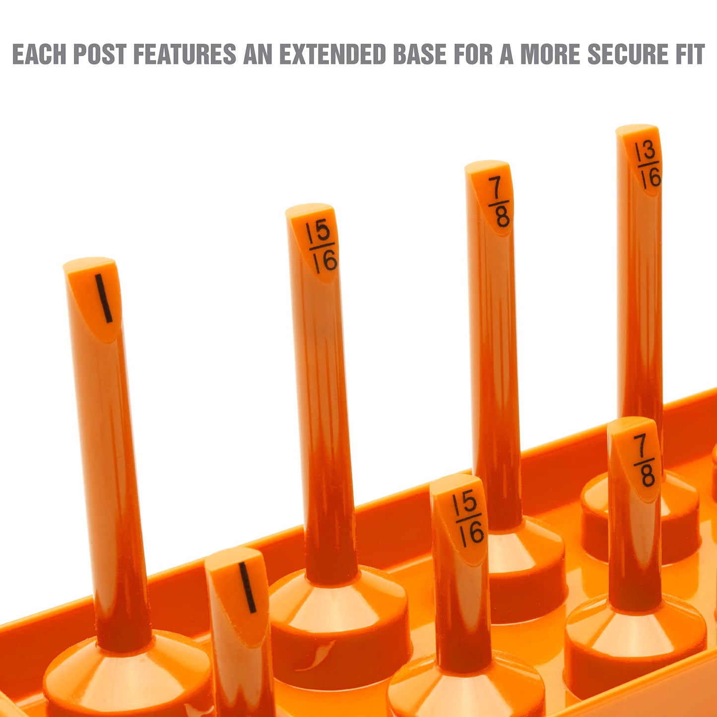 OEMTOOLS 22418 6 Piece SAE and Metric Socket Tray Set, SAE and Metric Socket Storage for Sizes 1/4", 3/8”, and 1/2" Drive, Socket Holders and Socket Organizer Tray for Toolbox, Orange and Black