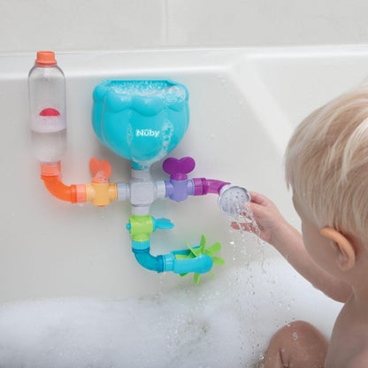 Nuby Wacky Waterworks Pipes Bath Toy - Baby Bathtub Toy with Interactive Features for Cognitive Development