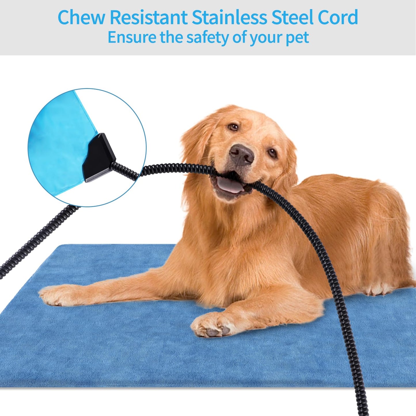 KEKELAN Pet Heating Pad for Cats, Indoor Outdoor Waterproof Electric Heated Pad Mat for Dogs with Chew Resistant Cord,5 Timer and 6 Level Temperature Pet Bed Warmer-17.7x17.7