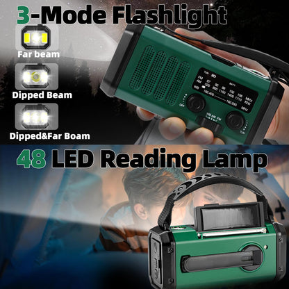 QAUYYW Hand Crank Emergency Radio,37000mWhSolar Powered Hand Crank Portable NOAA AM FM Weather Radio with 3Mode Flashlight and Reading Light,Cell Phone Charger,Home and Emergency Distress Signal