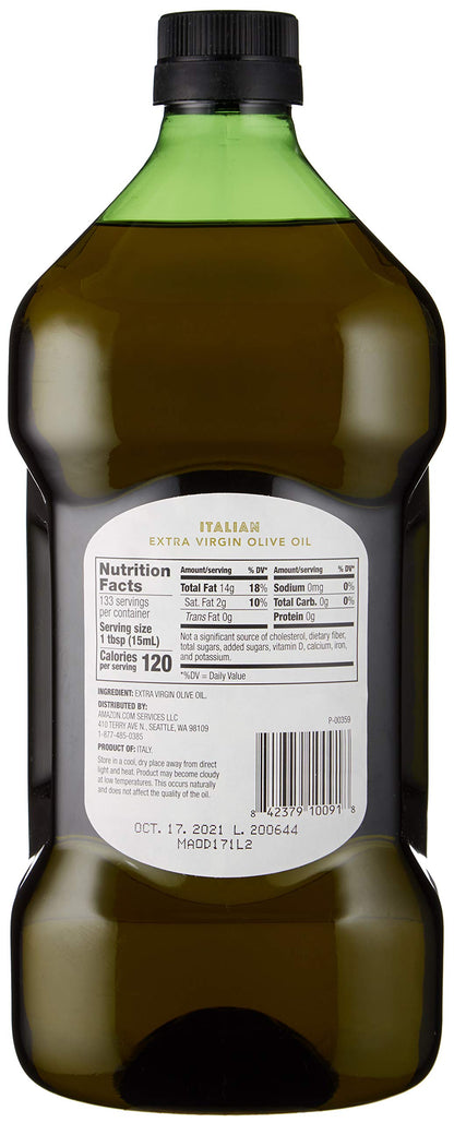 Amazon Fresh, Italian Extra Virgin Olive Oil, 2 Liter