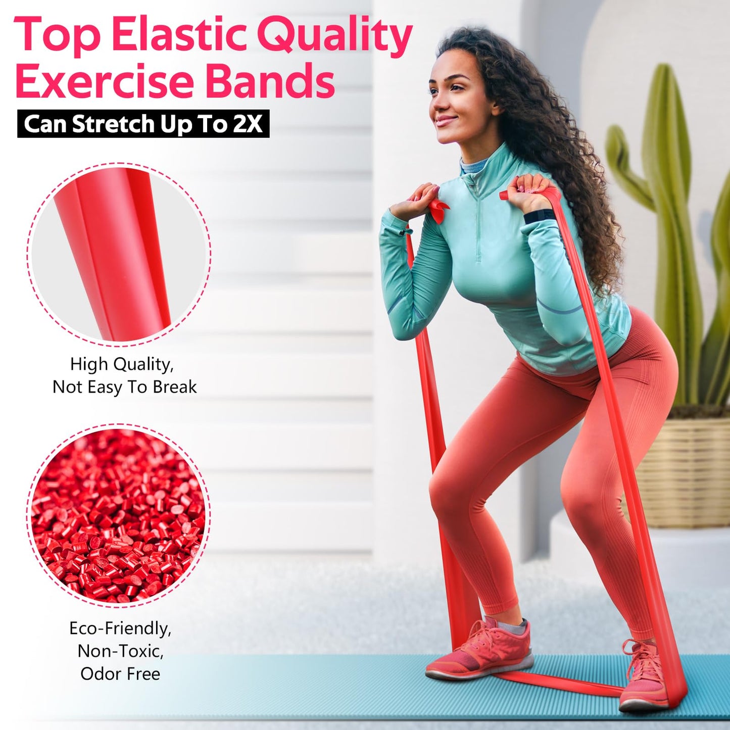 Resistance Bands for Working Out, Exercise Bands for Physical Therapy, Stretch, Recovery, Pilates, Rehab, Strength Training and Yoga Starter Set