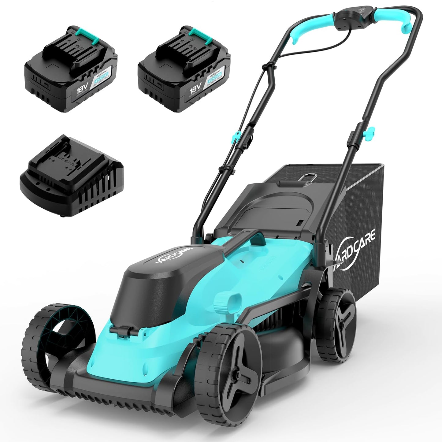 (2025 Model) YARDCARE 36V Brushless Cordless Lawn Mower with 2X4.0Ah Batteries, LED Display Screen, Electric Lawnmower with 5-Position Height Adjustment, 8 Gallon Grass Bag, Charger