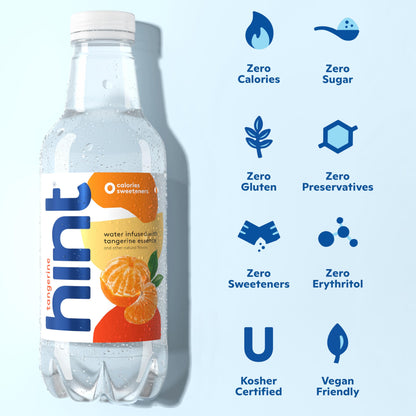 Hint Fruit-Infused Bottled Water, Tangerine - Sugar Free Flavored Water with Zero Calories, Naturally Flavored, and No Artificial Sweeteners - 16 Fl Oz (Pack of 12)