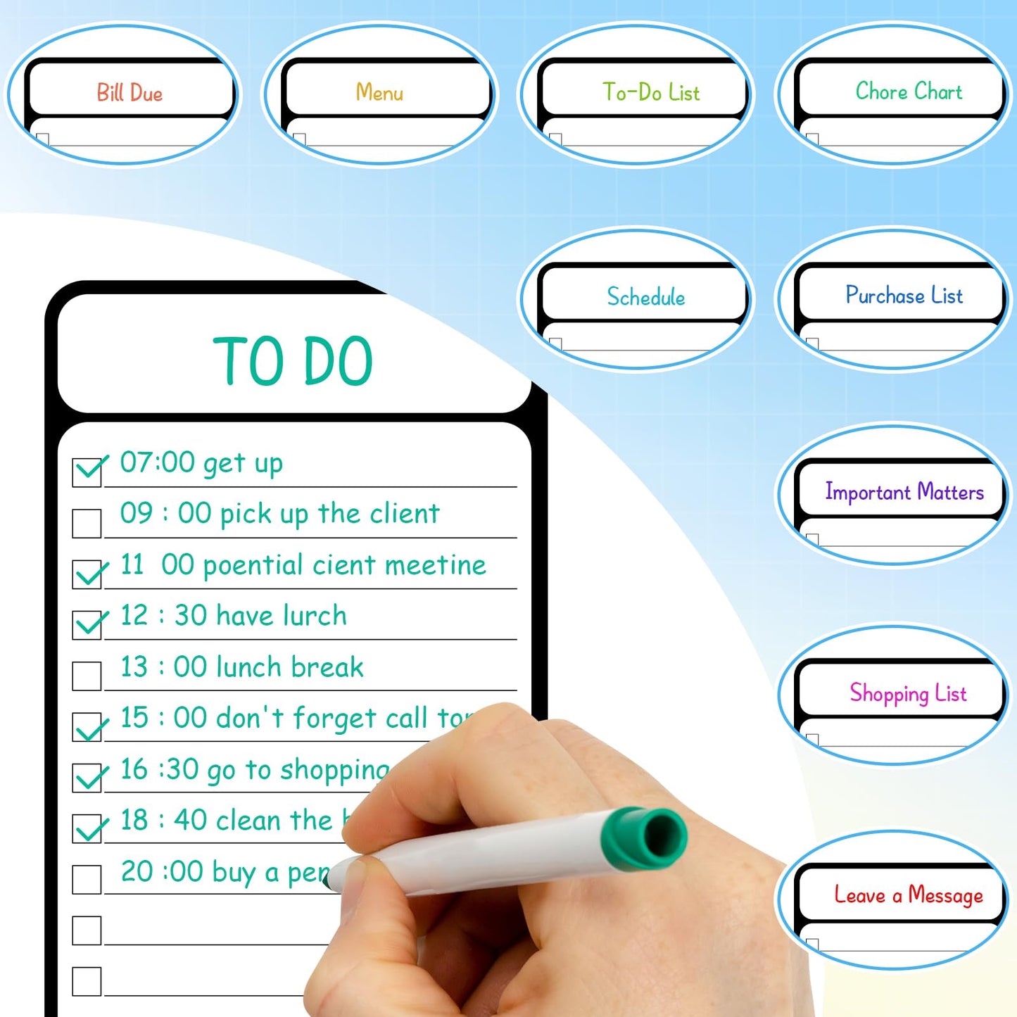 7-Piece Magnetic Dry Erase To-Do List White Board, 4'x11', Multifunctional Weekly Planner, Chore Chart, Dry Erase Planner for Refrigerator