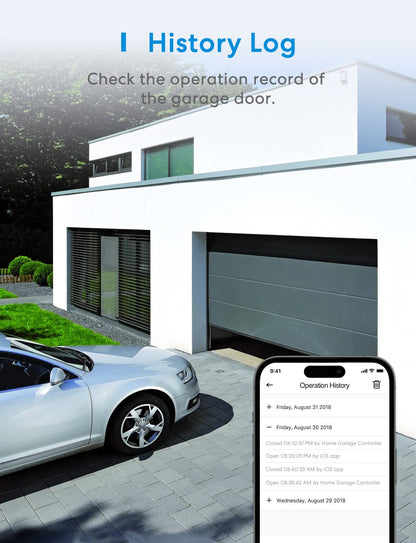 meross Smart Garage Door Opener Remote, Compatible with Apple HomeKit, Amazon Alexa, Google Assistant, CarPlay and SmartThings, No Hub Required