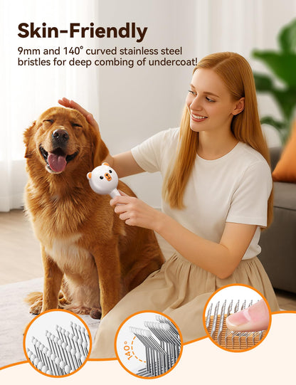 Pet Steam Brush for Dogs & Cats, Brushes for Indoor Cats with Release Button, Dual Speed Spray USB Rechargeable Grooming Supplies, Dog Brush for Shedding Suitable for All Long- and Short-haired Pets