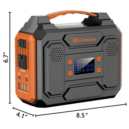 Portable Solar Generator, 300W Portable Power Station with Foldable 60W Solar Panel, 110V Pure Sine Wave 280Wh Lithium Battery Pack with USB DC AC Outlet for Home Use RV Van Outdoor Camping-Orange