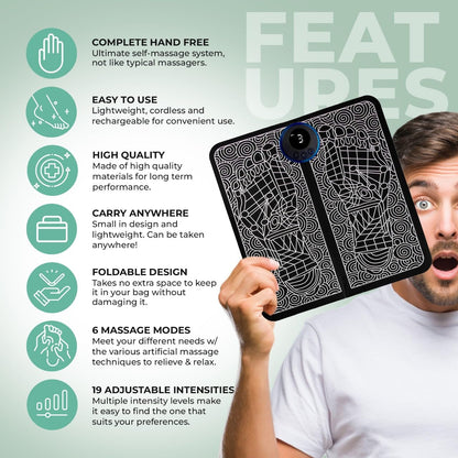 nooro Portable Foot Massager - Soothing Comfort & Revitalization for Tired Feet, 15 Minute Massage with 6 Settings, Pulse Sensation with Deep Tissue Results