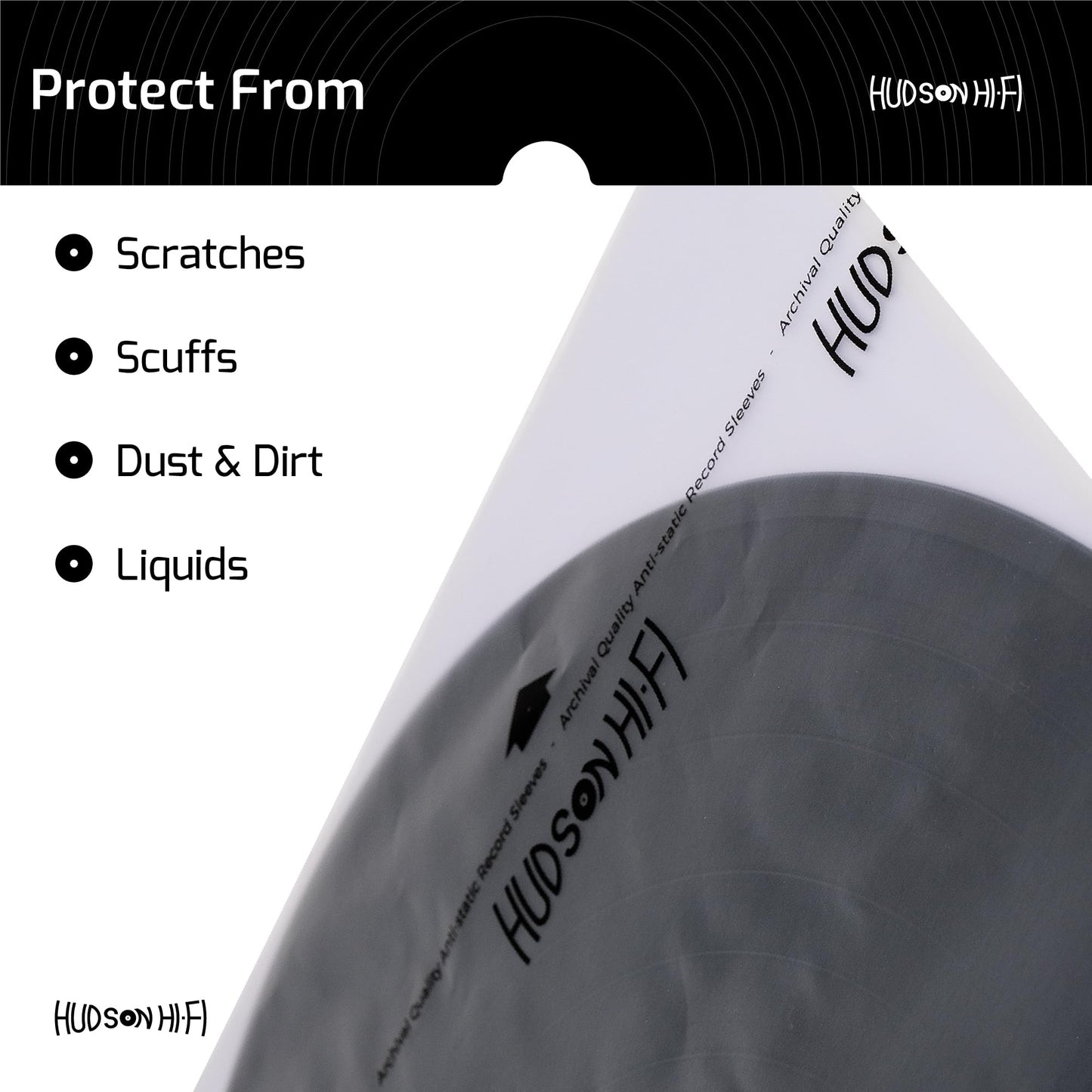 Hudson Hi-Fi Anti-Static Vinyl Record Inner Sleeves 250 Pack - Durable Clear Disc Sleeves- Protect Your LP Albums from Scratches, Dust & Dirt - Acid-Free Rice Paper Interior Disc Covers