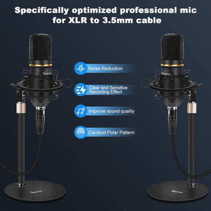 Podcast Equipment Bundle for 2, Audio Mixer with Condenser Microphone and 48V Phantom Power Supply Audio Interface for Live Stream Record Game
