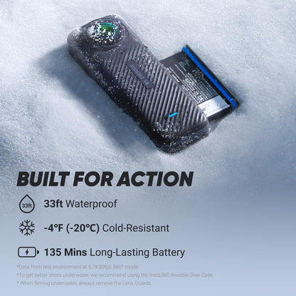 Insta360 X4 Standard Bundle - Waterproof 8K 360 Action Camera, 4K Wide-Angle Video, Invisible Selfie Stick Effect, Removable Lens Guards, 135 Min Battery Life, AI Editing, Stabilization