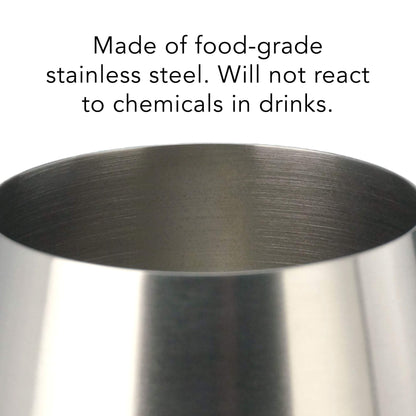 PG Set of 4 Stainless Steel Wine Glass - 18.5oz Silver Brush Finished Wine Glasses - Unbreakable Wine Glasses - Stem Metal Wine Goblets