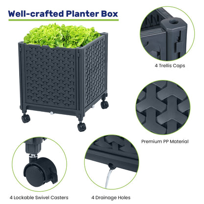 LINEX Raised Garden Bed Planter Box with Trellis, 56.7” Tomato Planters for Climbing Plants Vegetable Vine Flowers Outdoor Patio, Tomatoes Cage w/Self-Watering & Wheels