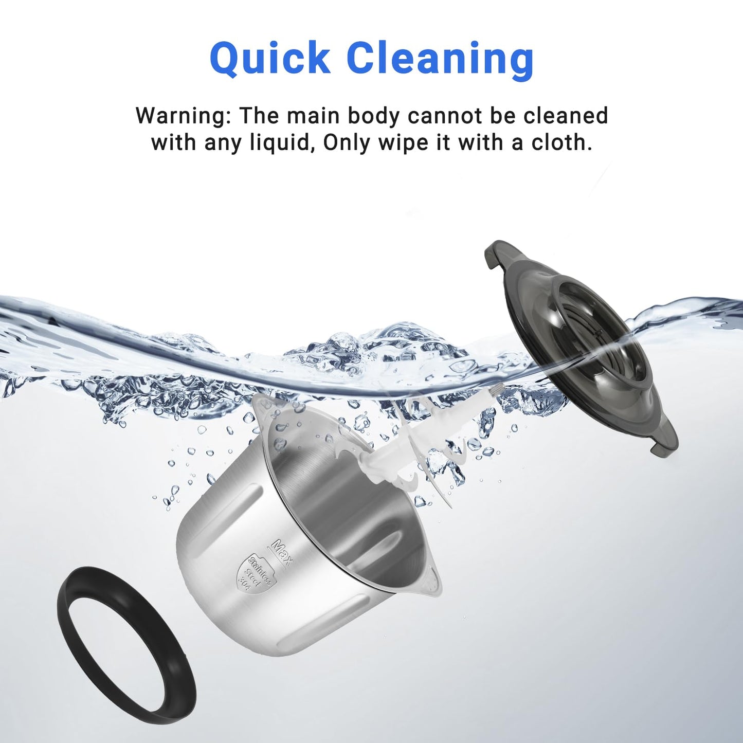 AMZCHEF Powerful Food Chopper Electric with S/S Bowl (12 Cup) & 2 Speed Modes, Electric Food Processor with 6 Sharp Blades Meat Grinder Vegetable Chopper for Family & Baby Use,500W