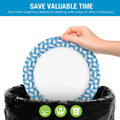 Ginkgo Paper Plates 10 inch Bulk 300 Count, Thickened Disposable Plates Large Heavy Duty Dinner Paper Plates for Holiday, Party, Picnic and Everyday Use