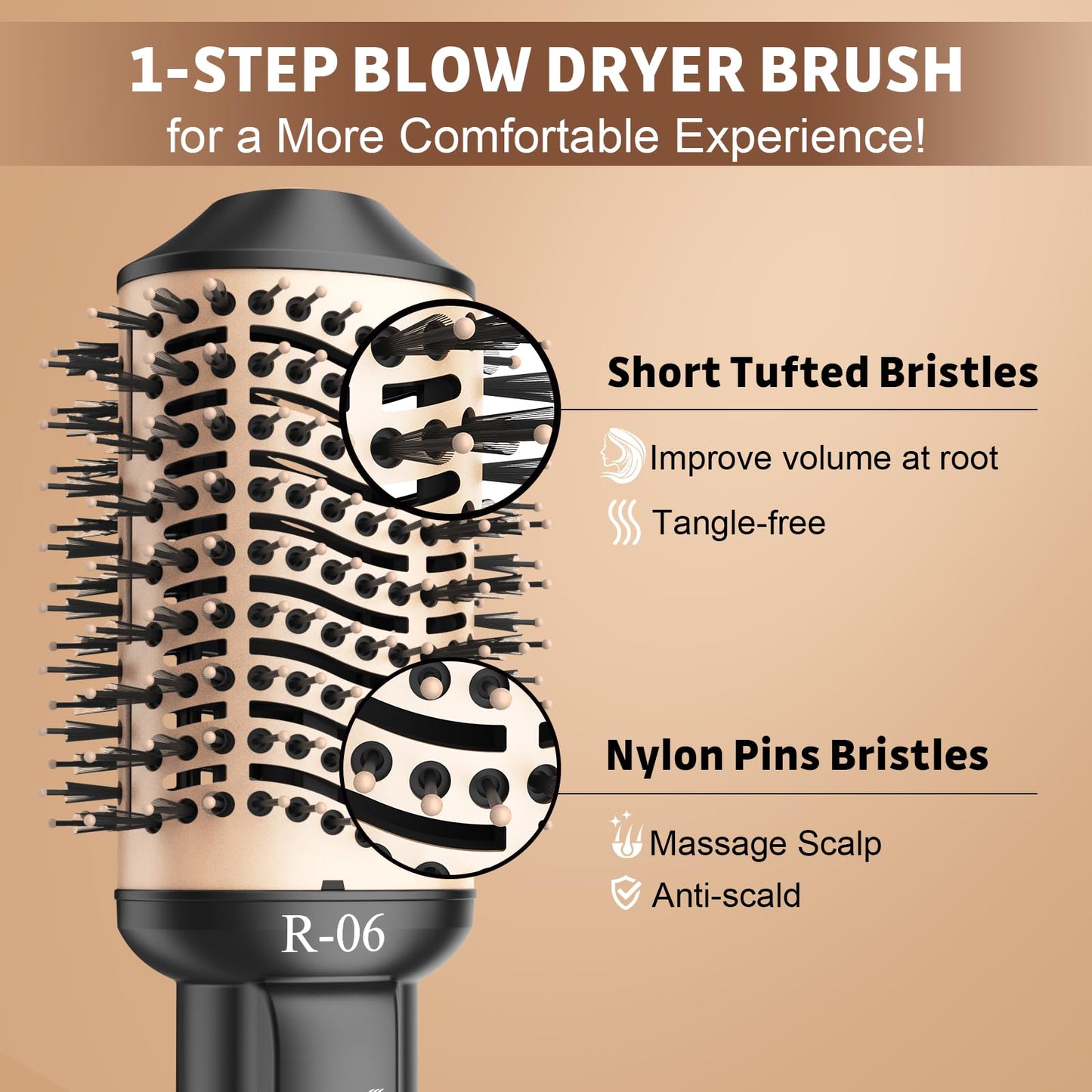 Lopeie Hair Dryer Brush Blow Dryer Brush in One, 4 in 1 Hair Dryer and Styler Volumizer with Oval Barrel, Professional Salon Hot Air Brush for All Hair Types, Gold