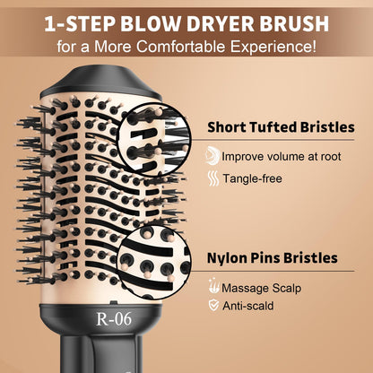 Lopeie Hair Dryer Brush Blow Dryer Brush in One, 4 in 1 Hair Dryer and Styler Volumizer with Oval Barrel, Professional Salon Hot Air Brush for All Hair Types, Gold