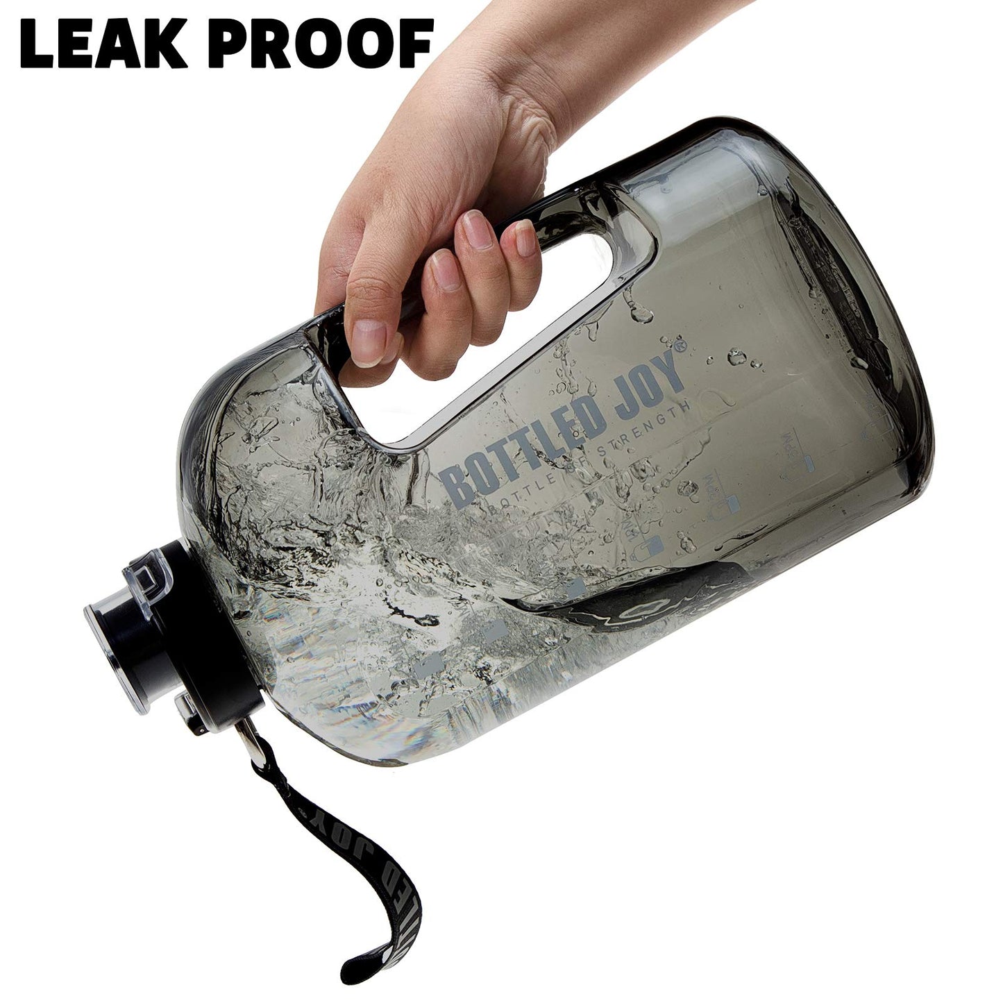 MYSHAKER 1 Gallon Water Jug with Flip-top Lid and Handle Strap, Leak-proof BPA Free Reusable Time Marker Reminder Large Capacity Gallon Water Bottle for Outdoor Sports Fitness Gym Hiking