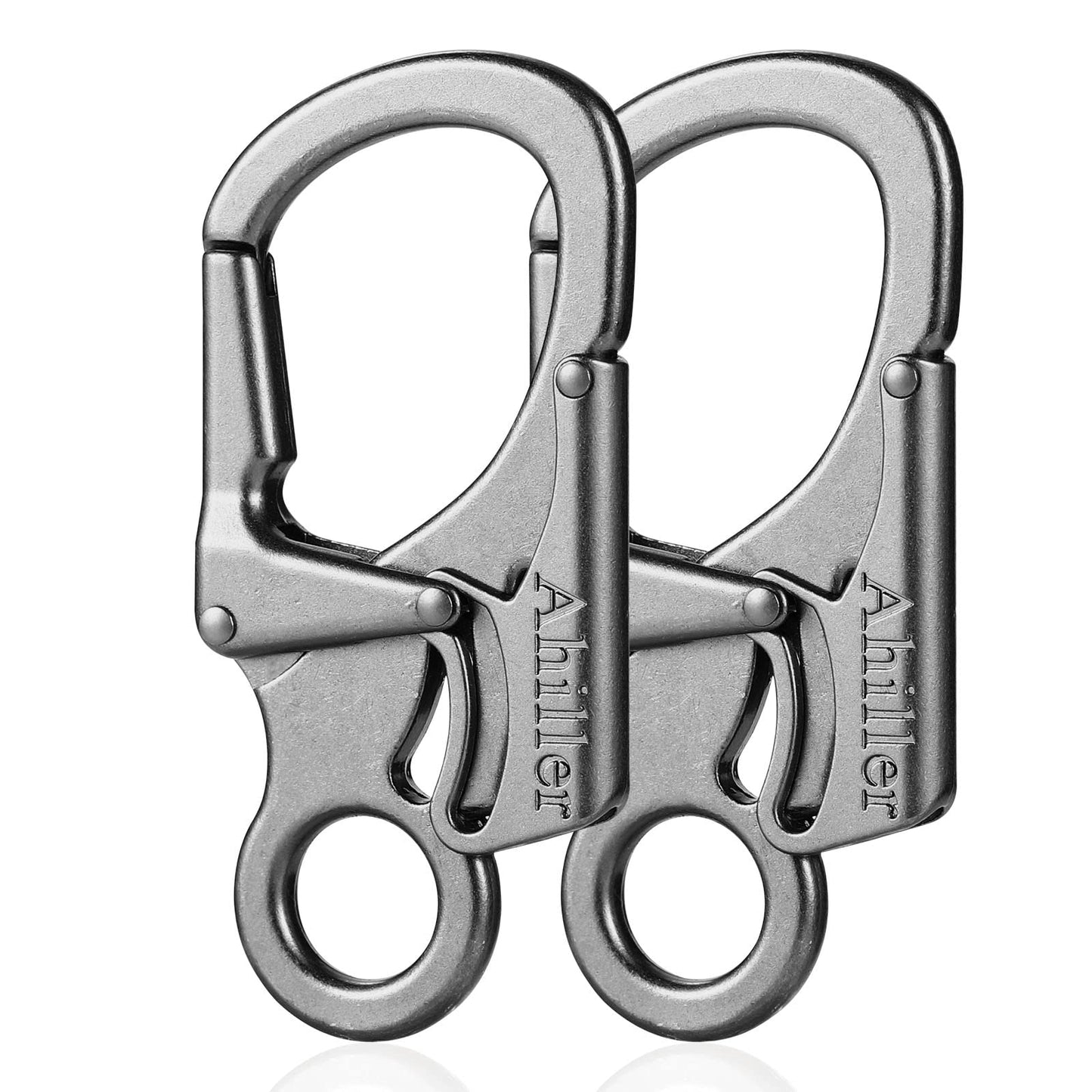 Ahiller Carabiner Clip, Double Anti-Misopening Locking Design, 3" Zinc Alloy Heavy Keychain for Outdoor Camping Hiking, Key Ring Clip (Gunmetal-2P)