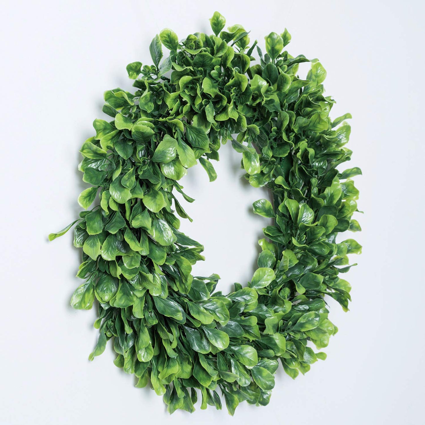 Lvydec Artificial Green Leaves Wreath - 15" Boxwood Wreath Outdoor Green Wreath for Front Door Wall Window Party Décor