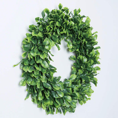 Lvydec Artificial Green Leaves Wreath - 15" Boxwood Wreath Outdoor Green Wreath for Front Door Wall Window Party Décor