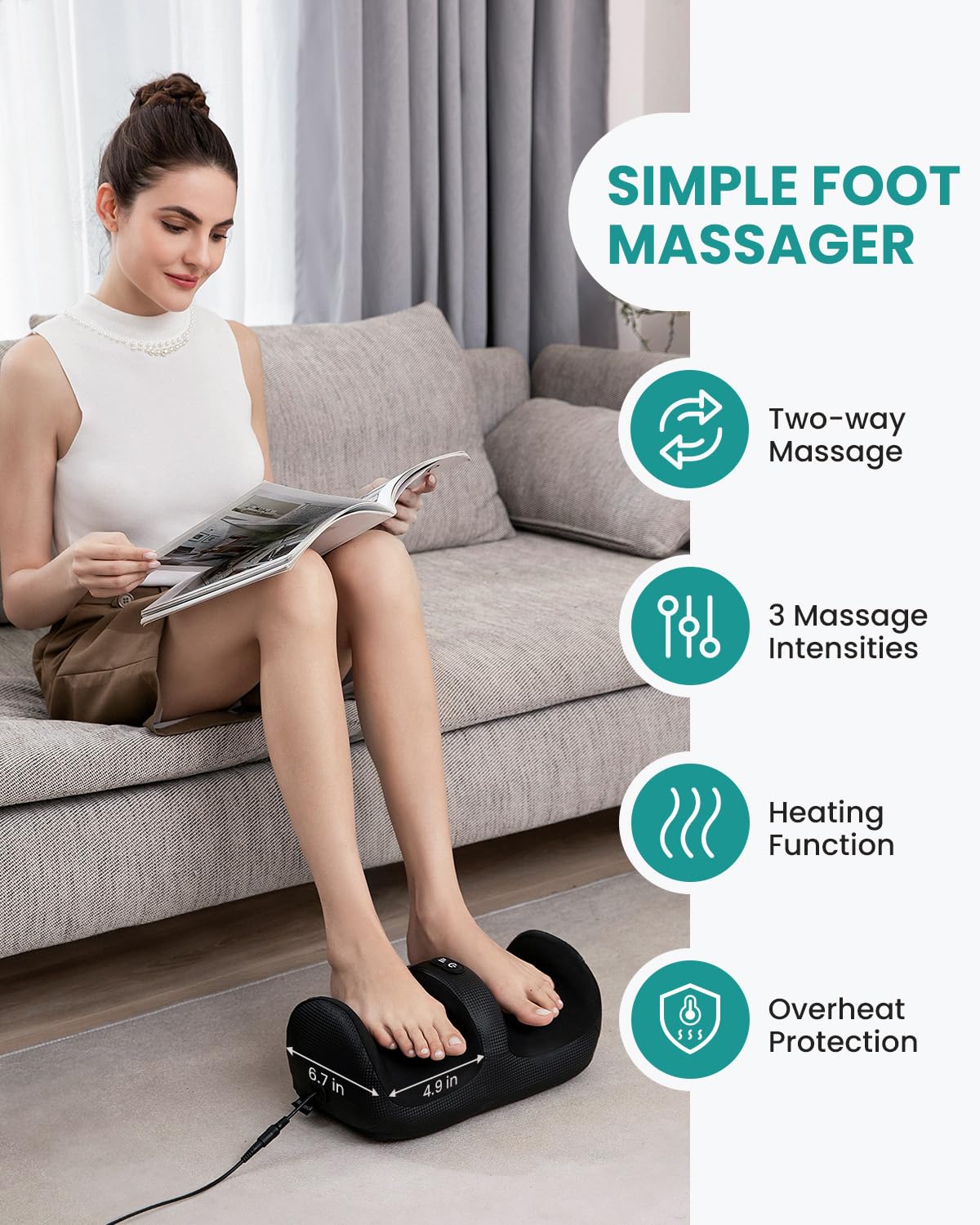 Nekteck Foot Massager with Heat & Foot Roller, Shiatsu Calf Leg Massager for Circulation and Neuropathy Pain Relief for Feet Care Home Office Gadgets Relaxing Gifts for Women Men Mom Dad Birthday Gift