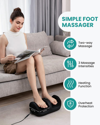 Nekteck Foot Massager with Heat & Foot Roller, Shiatsu Calf Leg Massager for Circulation and Neuropathy Pain Relief for Feet Care Home Office Gadgets Relaxing Gifts for Women Men Mom Dad Birthday Gift