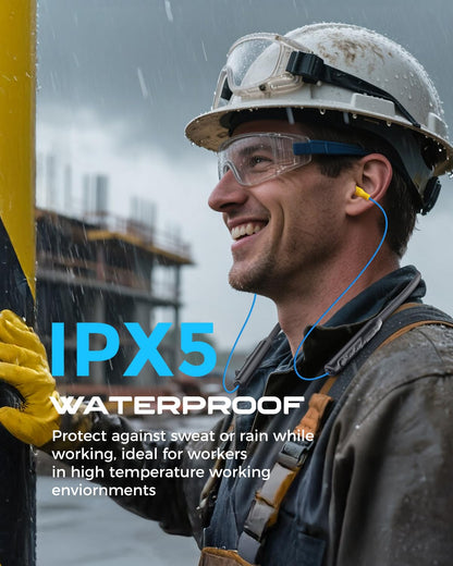 MIPEACE Bluetooth Earplug Headphones, Neckband Wireless Earbuds earplugs-29db Noise Reduction isolating in-Ear earplug Earphones and Controls,IPX5 sweatproof,19+Hour Battery(Blue)