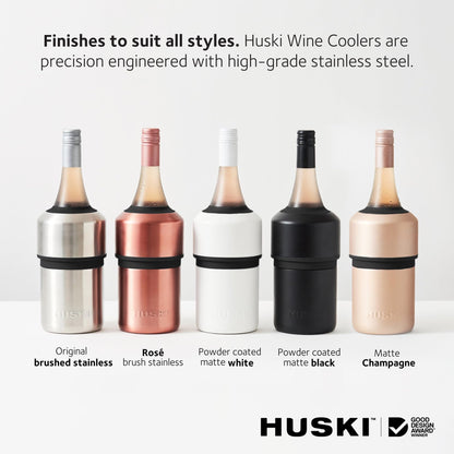 Huski Wine Chiller | Award Winning Iceless Design | Keeps Wine Cold up to 6 Hours | Wine Accessory | Next Generation Ice Bucket | Fits Some Champagne Bottles | Perfect Gift for Wine Lovers (Stainless)
