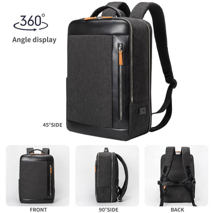 NOBLEMAN Professional Laptop Computer Backpack Men, Luxury Expandable Travel Business Office Backpacks for Executive Men, Nice Leather Waterproof College Bookbag Bag Fits 17 Inch Tech Laptop (Black) ﻿