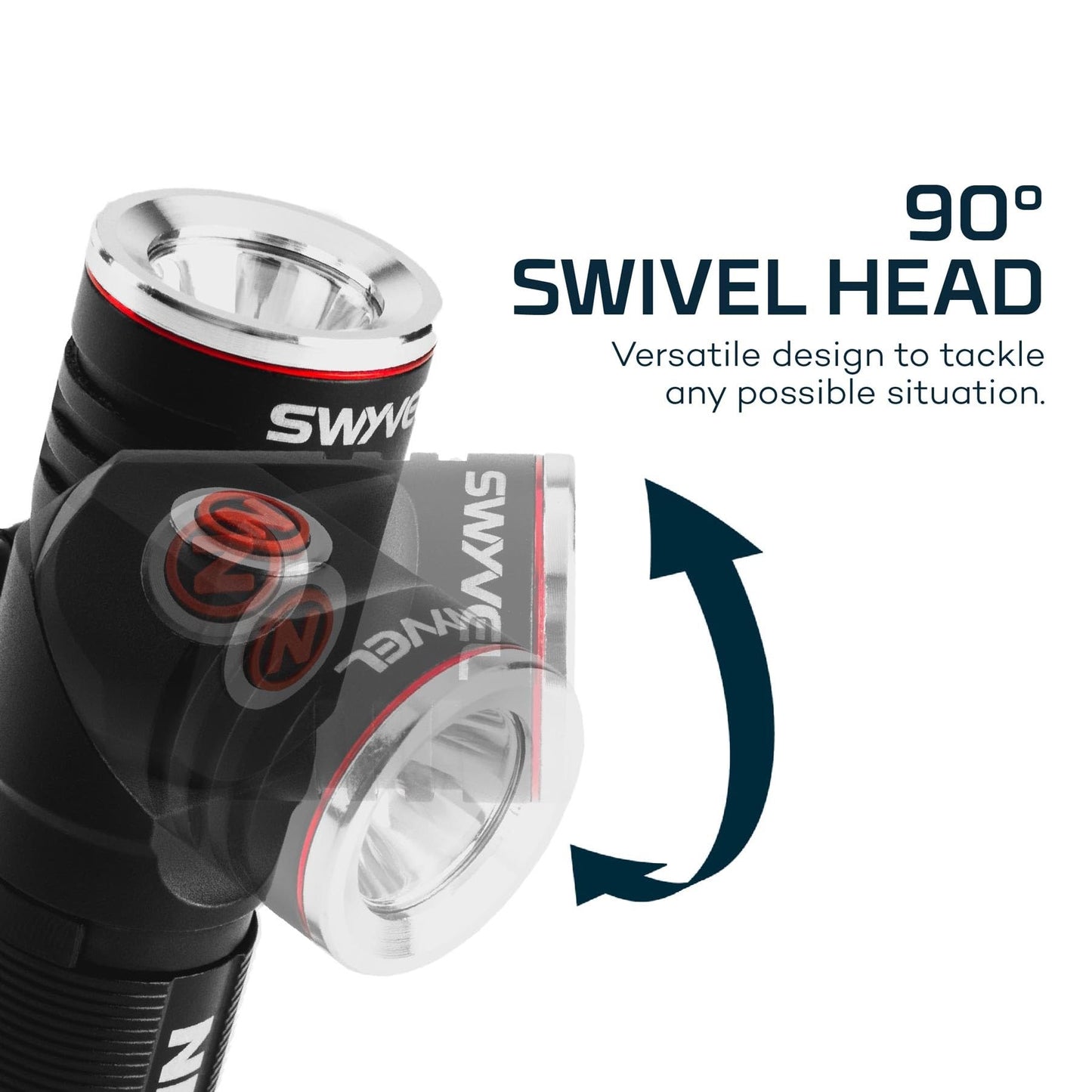 NEBO SWYVEL 1000 Lumen Rechargeable Flashlight | 5 Light Modes, Rotating Swivel Head, Pocket Size Work Light, Magnetic Base & Steel Clip, Water Resistant, Includes Wireless USB Charging Dock