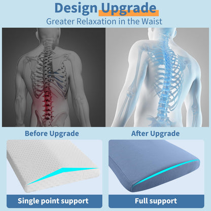 Lumbar Support Pillow for Bed Relief Back Pain: Lower Back Pillow for Sleeping - Memory Foam Waist Pillow - Back Wedge Bolster Pillow for Side, Back&Stomach Sleepers - Bed Rest Pillow for Car, Sofa