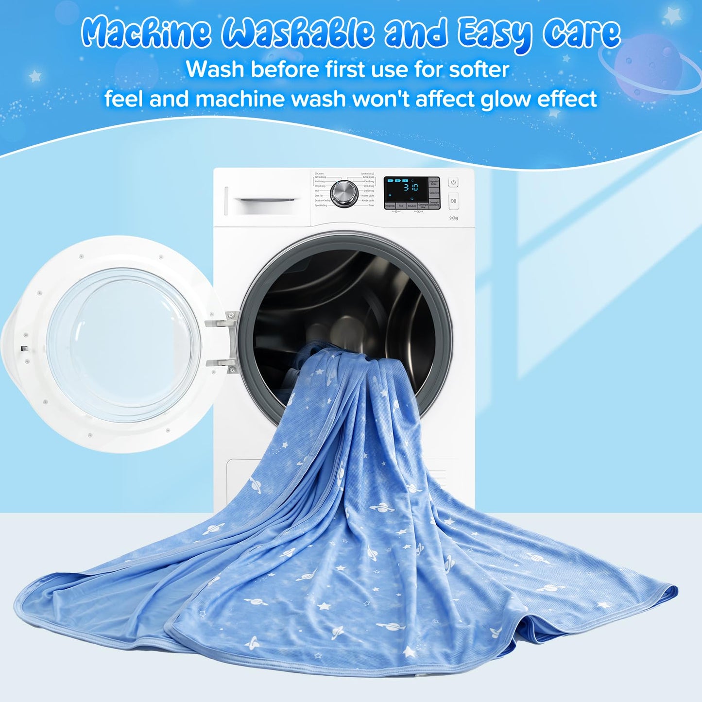 LUXEAR Cooling Blanket, Glow in the Dark Blanket Star Cosmic Cool Blanket for Boys Girls Gift Cooling Throw Blanket Keep Child/Adults Cool All Night Soft Breathable Summer Blanket for Bed Sofa 59x79in