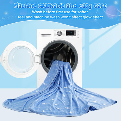LUXEAR Cooling Blanket, Glow in the Dark Blanket Star Cosmic Cool Blanket for Boys Girls Gift Cooling Throw Blanket Keep Child/Adults Cool All Night Soft Breathable Summer Blanket for Bed Sofa 59x79in