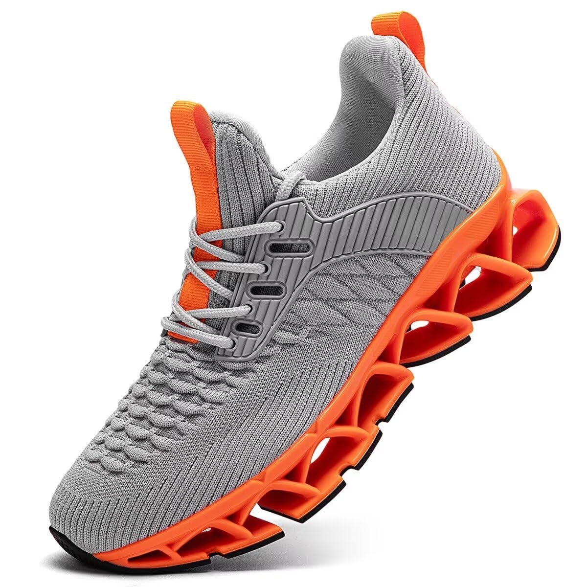 Men's Running Shoes Breathable Mesh Walking Shoes Slip on Tennis Sneakers Fashion Non Slip Work Sport Gym Cross Trainers Beige Orange