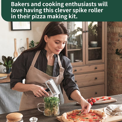Pizza Dough Docker, Premium Dough Roller with Stainless Steel Spikes, Sturdy Pizza Docking Tool that Prevents Dough from Blistering, Time-Saver for Making Pizza Cookie Pie Pastry