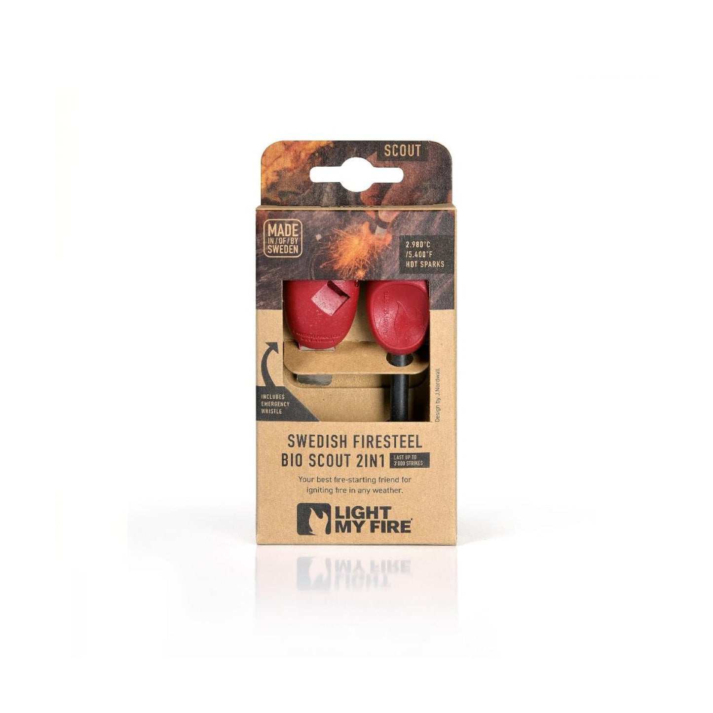 Light My Fire Fire Steel Scout - Magnesium Fire Starter Kit, 3000 Strikes, Waterproof, Bushcraft Gear, Emergency Survival Tool with Whistle & Cord