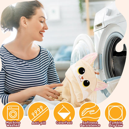 Mewaii Wearable Oversized Blanket Hoodie for Adults, Fennec Fox Blanket Hooded Cloak, Warm and Cozy Flannel Cute Blanket Hoodie, Funny Blanket Christmas Gifts for Women And Males