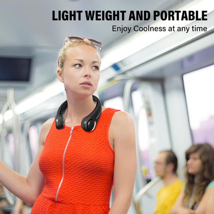 Portable Neck Fan Rechargeable, Personal Neck Cooling Fan, Hands Free Bladeless Fan, Ultra Quiet, 3 Speeds Adjustable Strong Wind, 4000 mAh Battery Operated, Gifts for Men Women Mom Dad(Black), Small