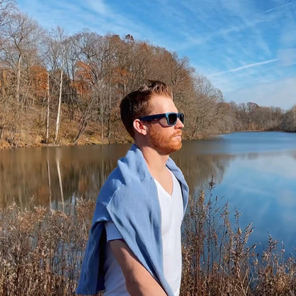 OhO Smart Glasses,Polarized Sunglasses with Bluetooth Speaker,Athletic/Outdoor UV Protection and Voice Control,Unisex(Transitional Blue Light Lens)