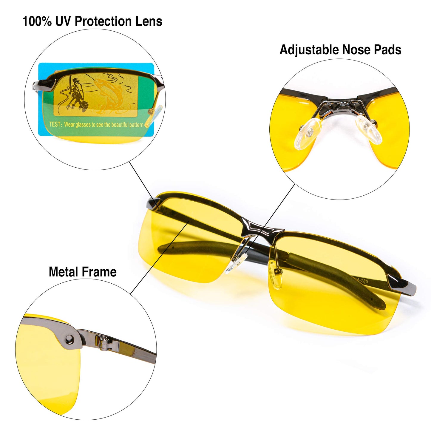 Night Driving Glasses Anti Glare Polarized With Stylish Case - Night Vision Glasses - Tac Glasses - Night Glasses for Driving - Nighttime Glasses