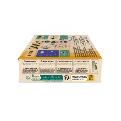 Iabedi Busy Board, Montessori Toy for 1-3 Years Old, Wooden Toddler Sensory Travel Toy, Ideal Gift for 1+ Year Old Boys (Busy Board Plus V2), Medium, Yellow